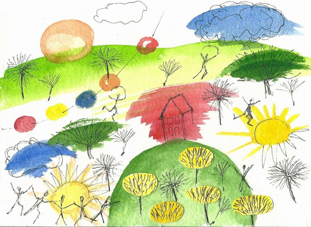 Illustration von Elisabeth Süß-Schwend zu »Kinderzeichnung« von Norbert Göttler