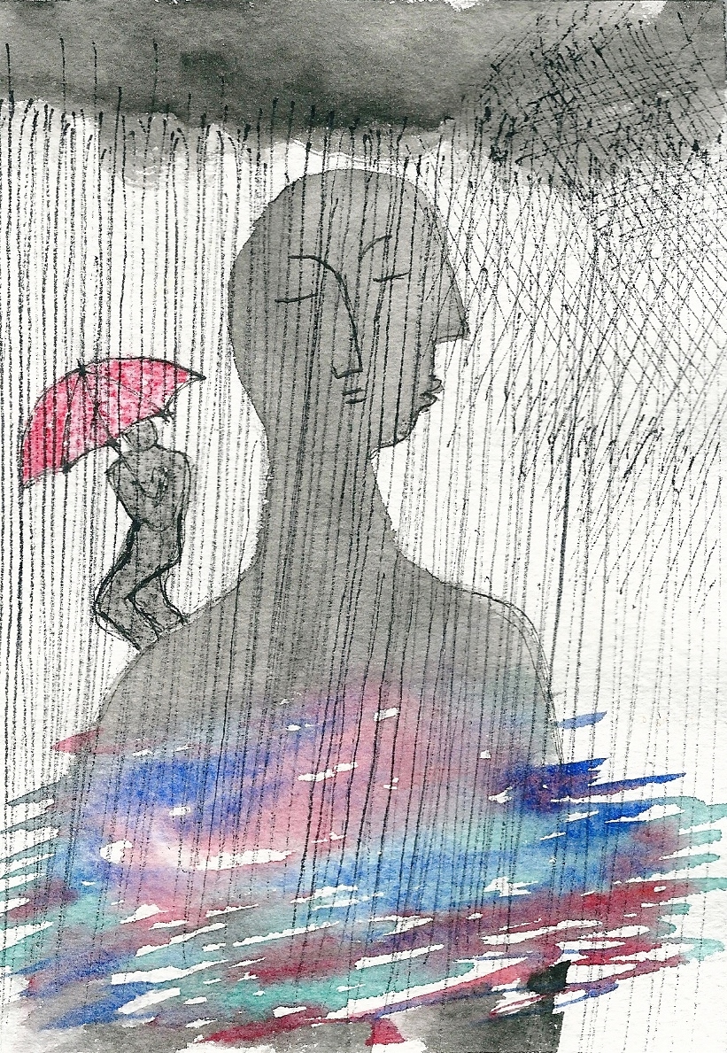Illustration von Elisabeth Süß-Schwend zu »Regen« von Elke Engelhardt