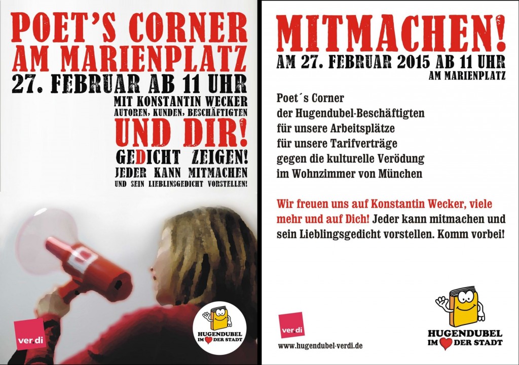 Poets Corner am Marienplatz, 27. Februar 2015 ab 11 Uhr