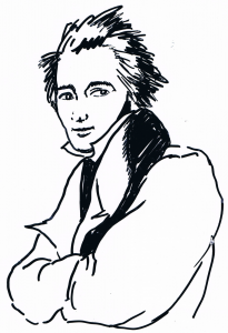 Heinrich Heine. Skizze: Alfons Schweiggert