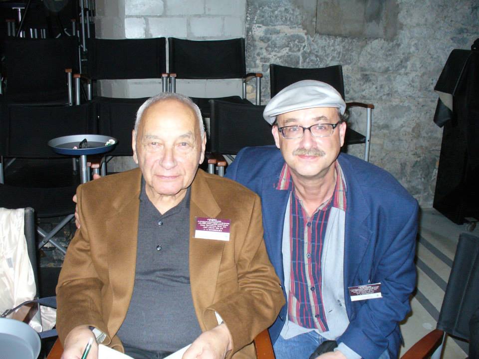 Eugen Gomringer und Tobias Burghardt beim XIII. Internationalen Festival Al-Mutanabbi in Zürich 2013 (Foto: Delta-Archiv, Stuttgart)